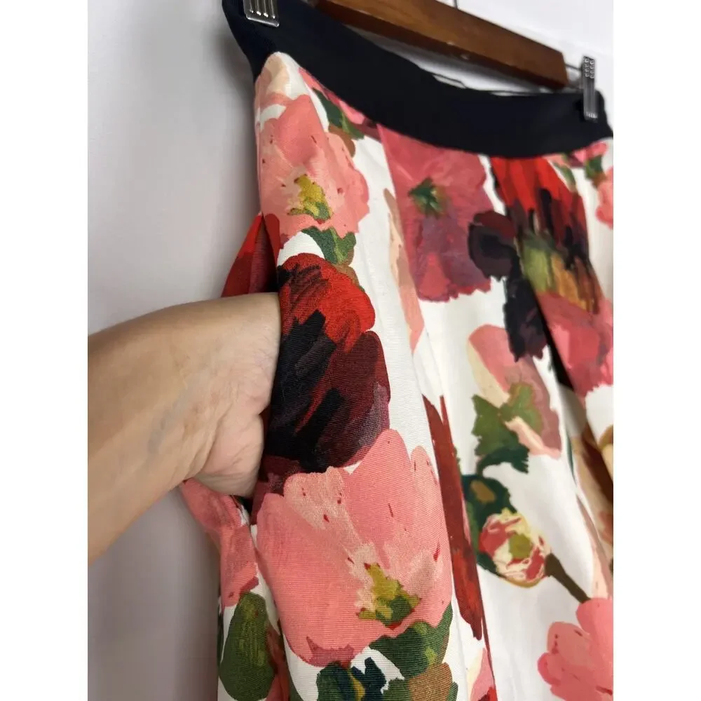 White House Black Market 00 Poppy Floral Midi Skirt Women Pleated Full-A Line - Picture 7 of 10